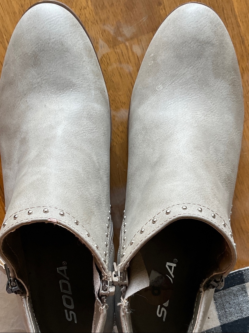 Soda Beige Suede Ankle Booties with Side Zip - Picture 5 of 5
